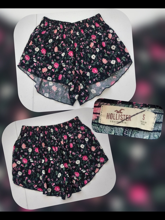 Hollister Pants - Hollister Black Floral With Elastic Waist Shorts Size Small